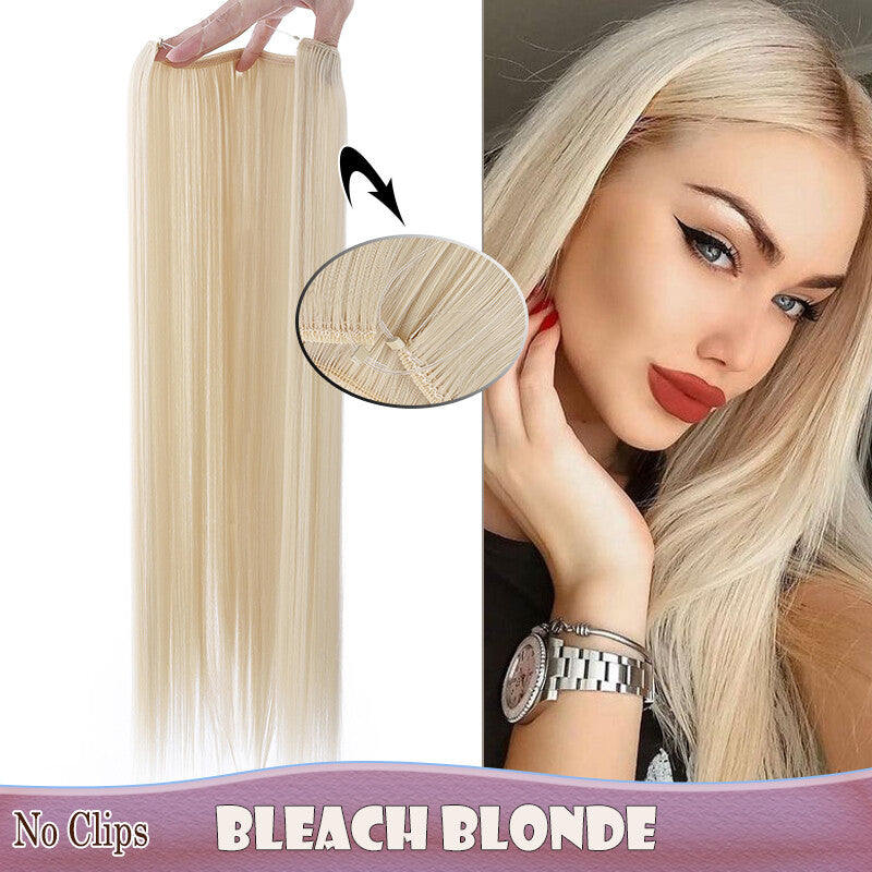 Invisible Wire Clip-In Hair Extensions with Clips & Replacement Wires - Natural & Wavy, 20/24 Inch