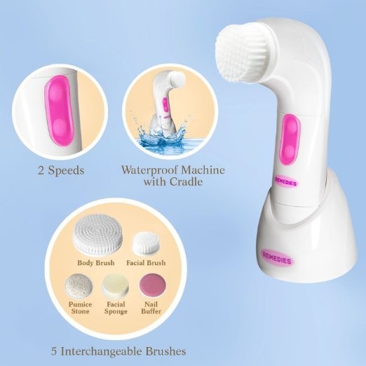 Home Spa Rejuvenator 2-Speed Dermal Tool Cleanser with Interchangeable Brushes