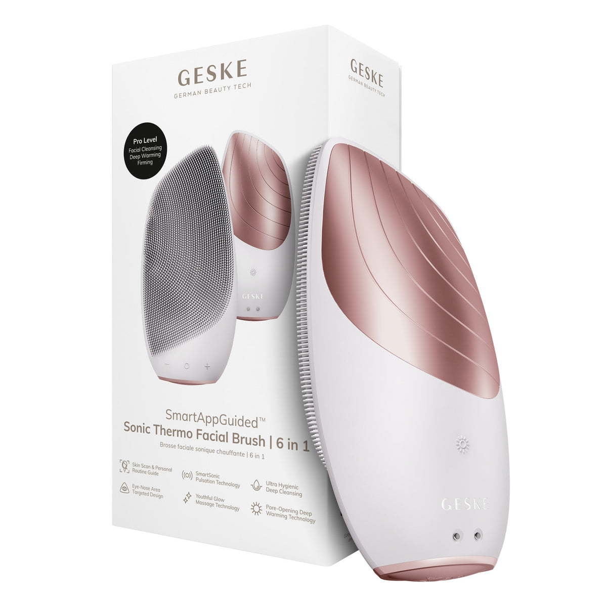 GESKE Sonic Thermo Facial Brush 6-in-1 Skin Cleansing & Massager