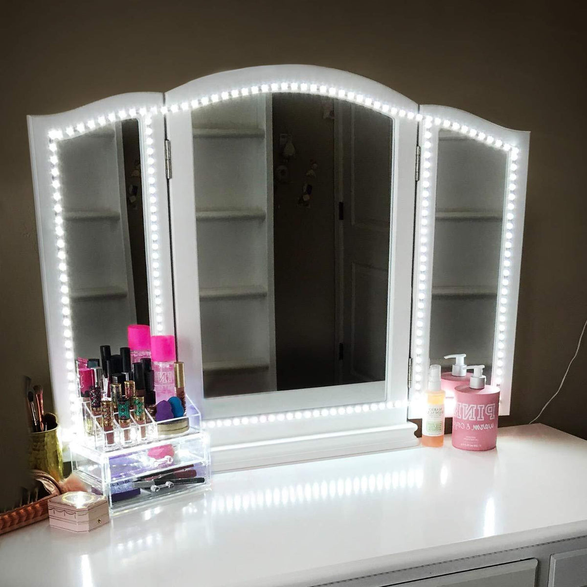 13Ft LED Mirror Strip Lights for Vanity Makeup & Bathroom Mirror