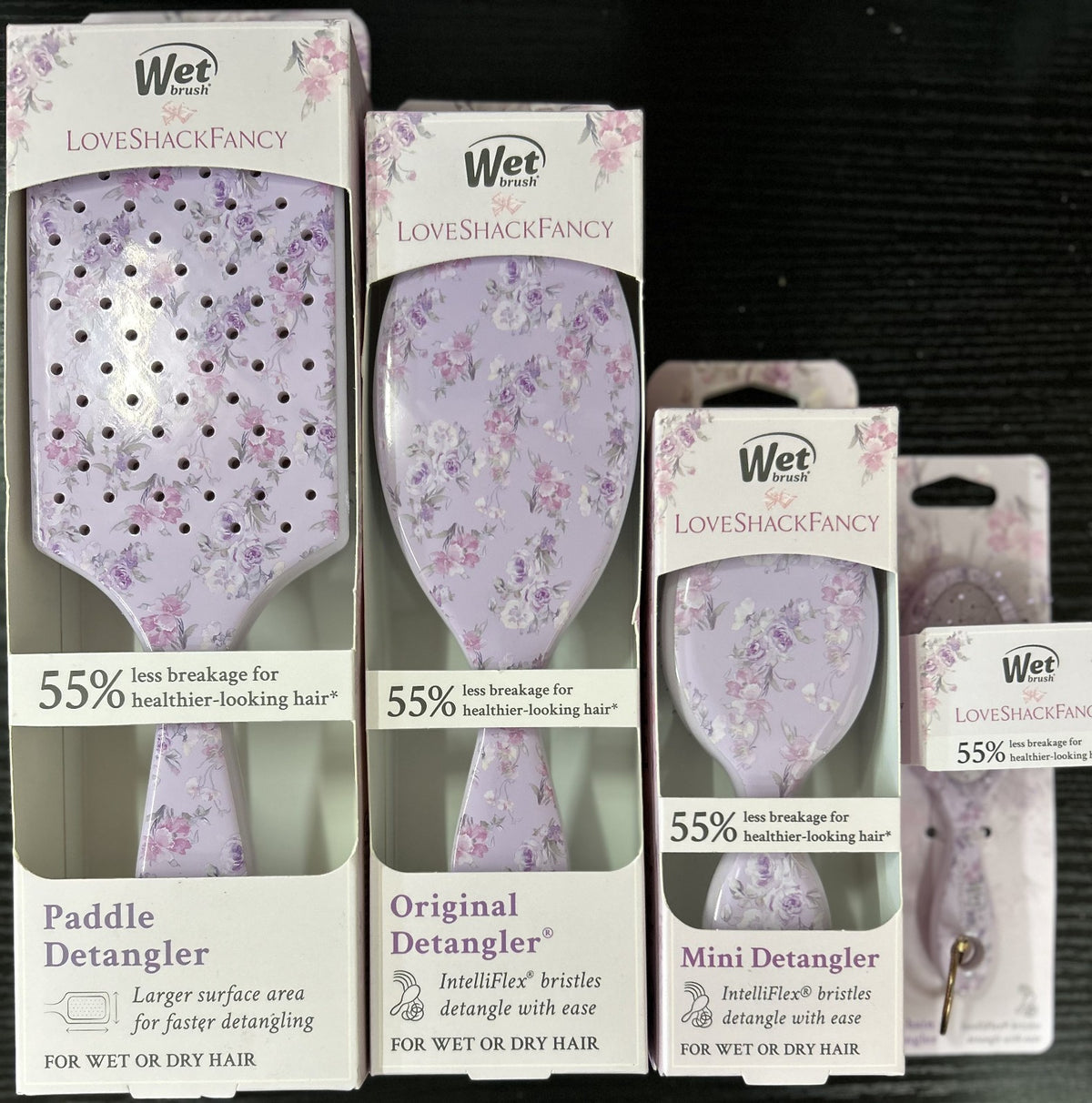 LoveShackFancy Wet Brush Detangler Set of 4 - Purple Hairbrushes for Tangle-Free Styling