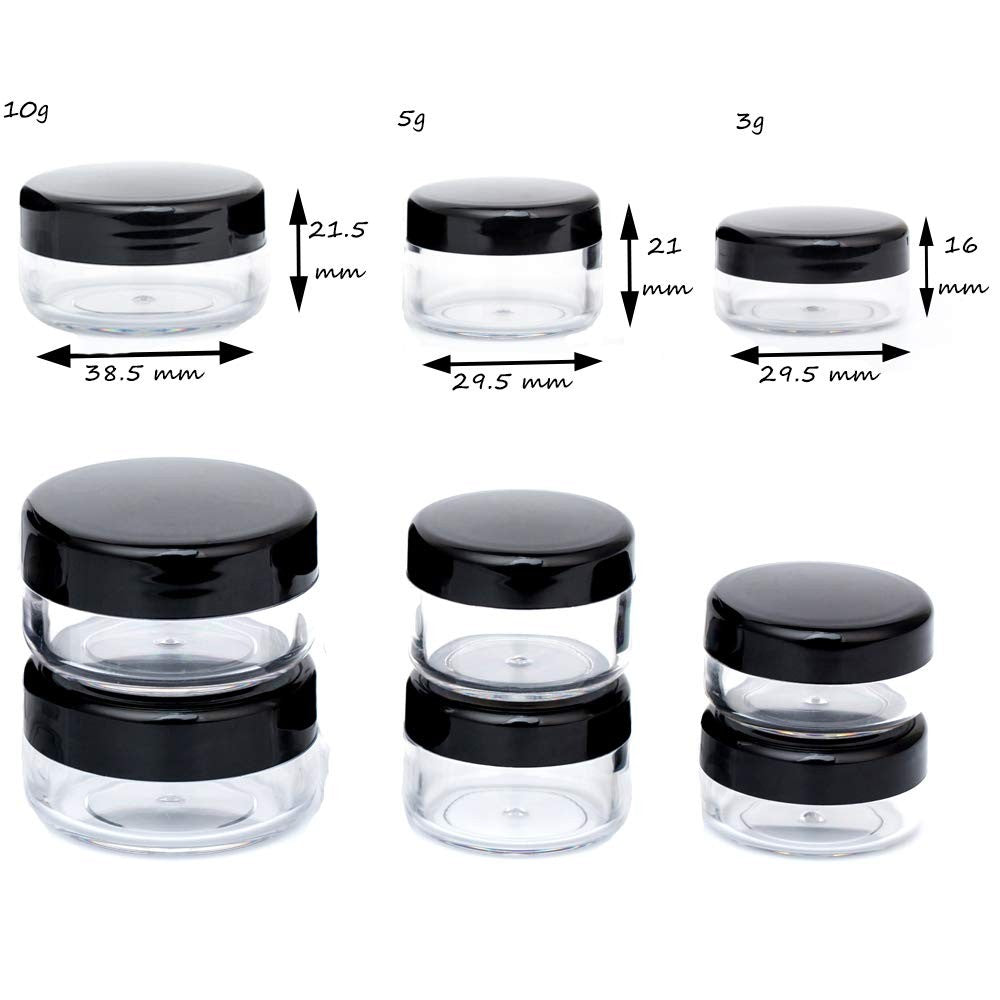 40 Black Refillable Cosmetic Sample Containers 10g with Lids