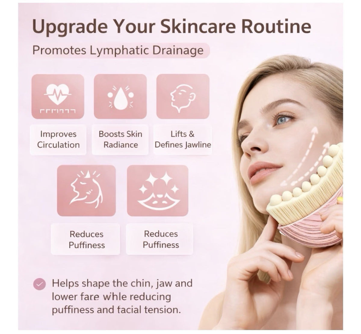 Lymphatic Drainage Face Massager Brush for Contouring & Sculpting