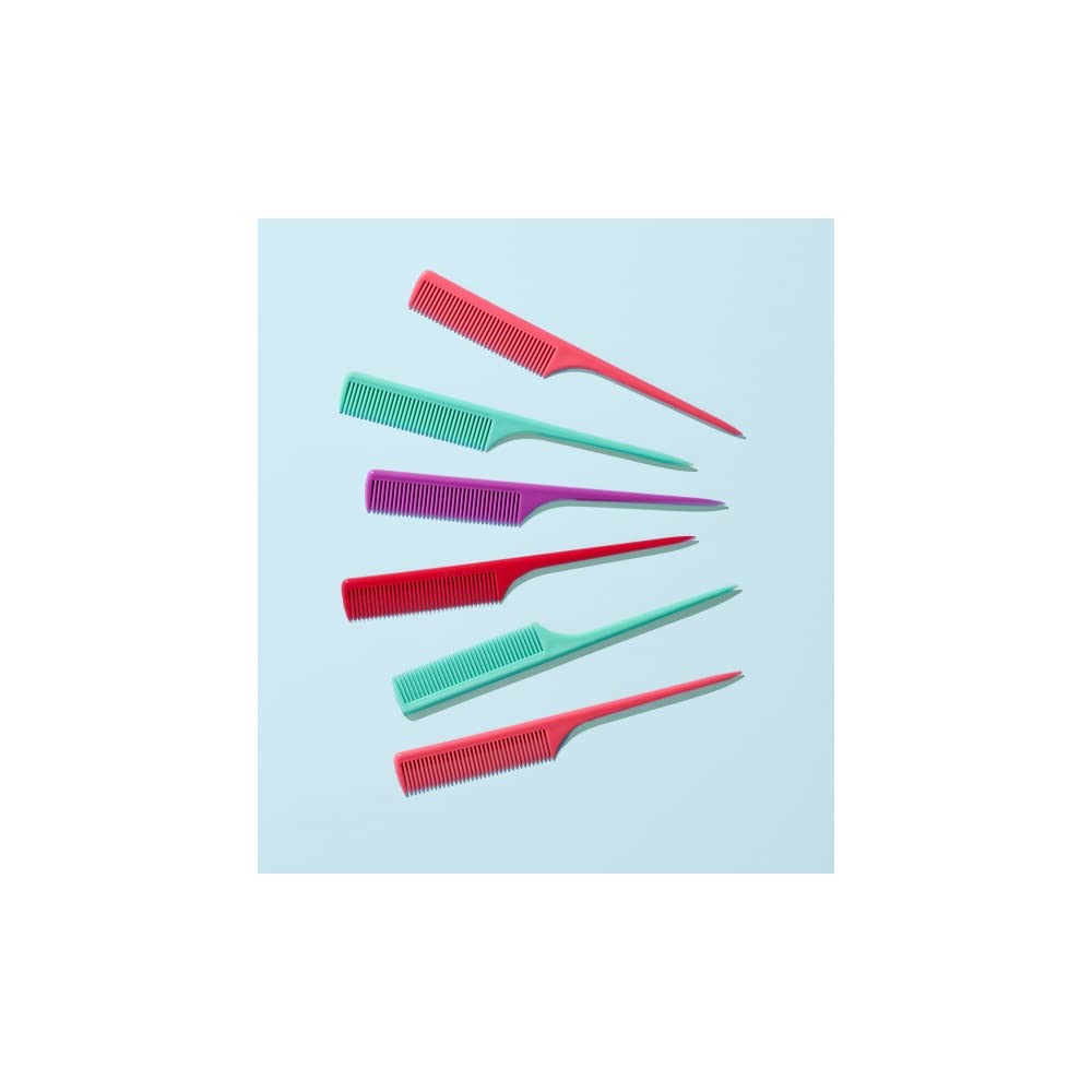 12-Pack Hair Styling Combs with Fine Teeth and Long Tails - Assorted Colors