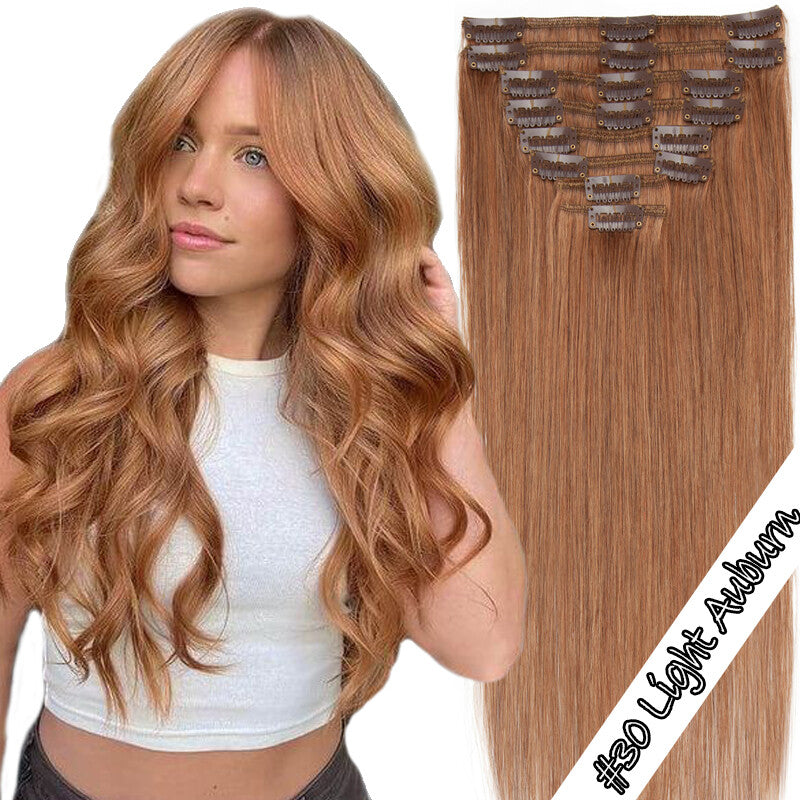 Clip-In Hair Extensions 100% Remy Human Hair Full Head Ombre Styles