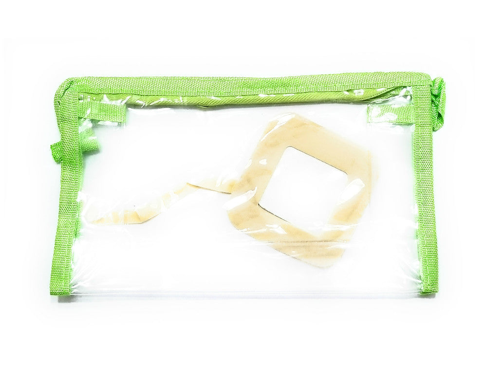 See-Through Zipper Cosmetic Bag with Mirror and Colored Trim - 4.5 x 7.75 in