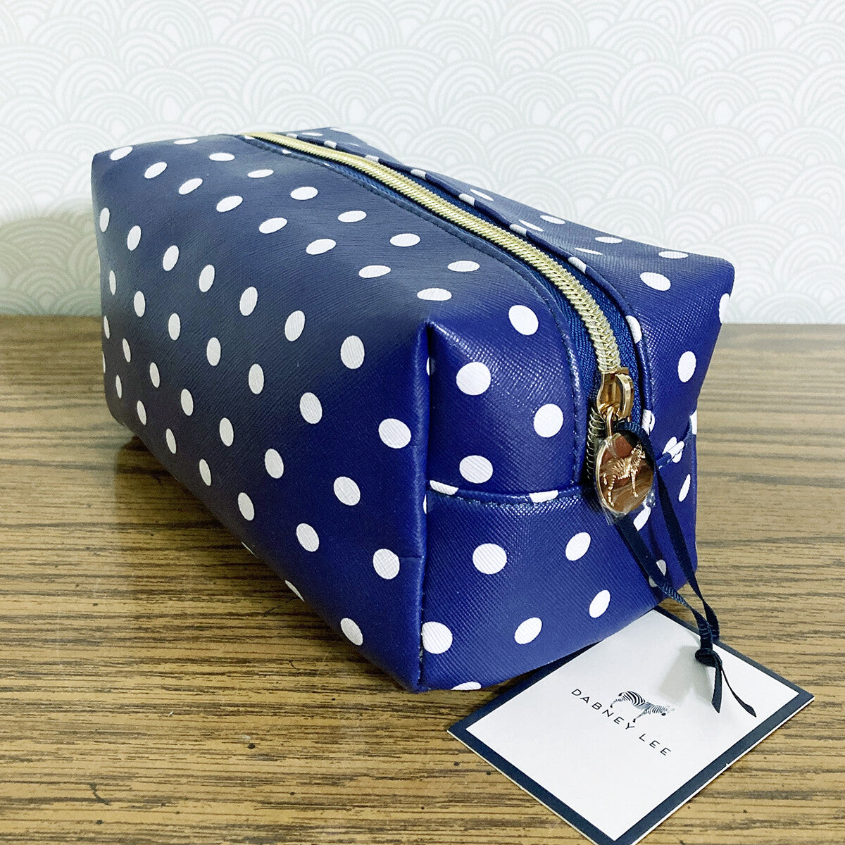 Polka Dot Cosmetic Bag Travel Organizer 7-Inch PVC Blue
