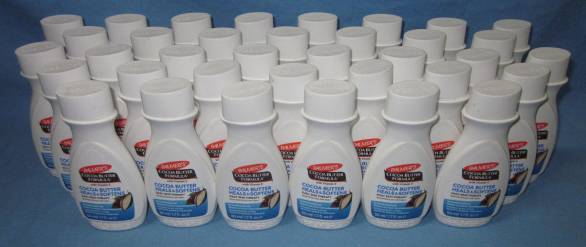a Box of 36 Trial Size 1.7oz. Bottles Palmer's Cocoa Butter Formula