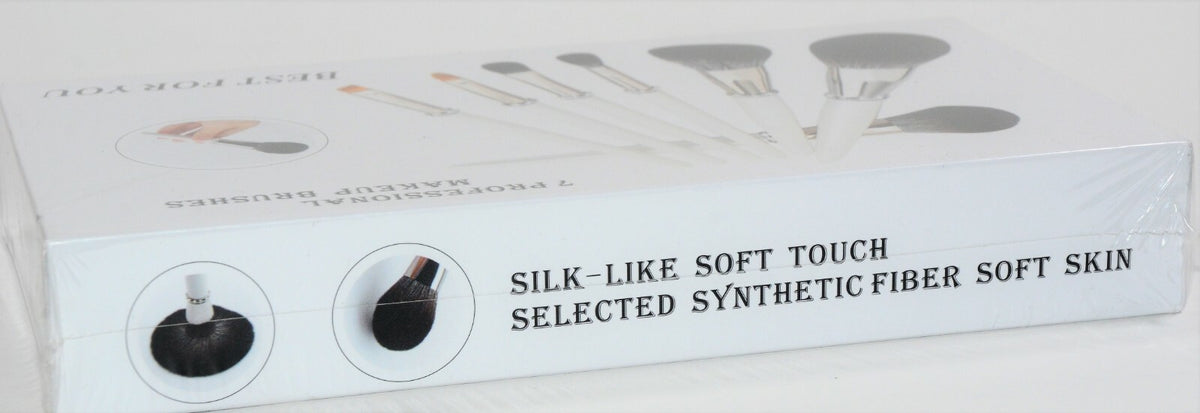 7-Piece Professional Makeup Brush Set - White Synthetic Face & Eye Brushes