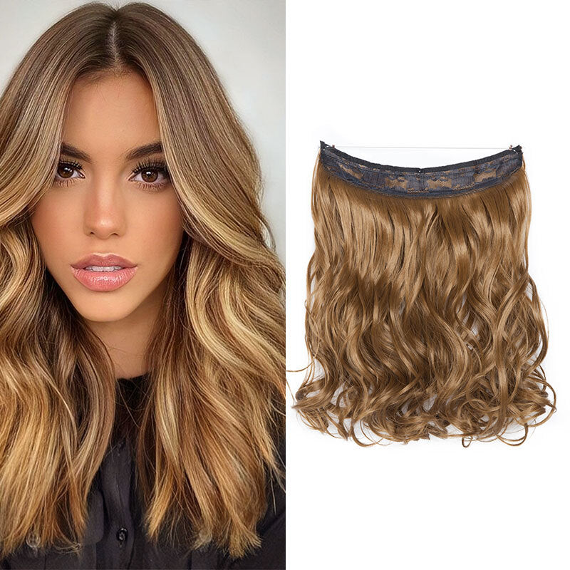 Invisible Wire Hair Extensions - Natural Synthetic Length & Body Wavy or Straight