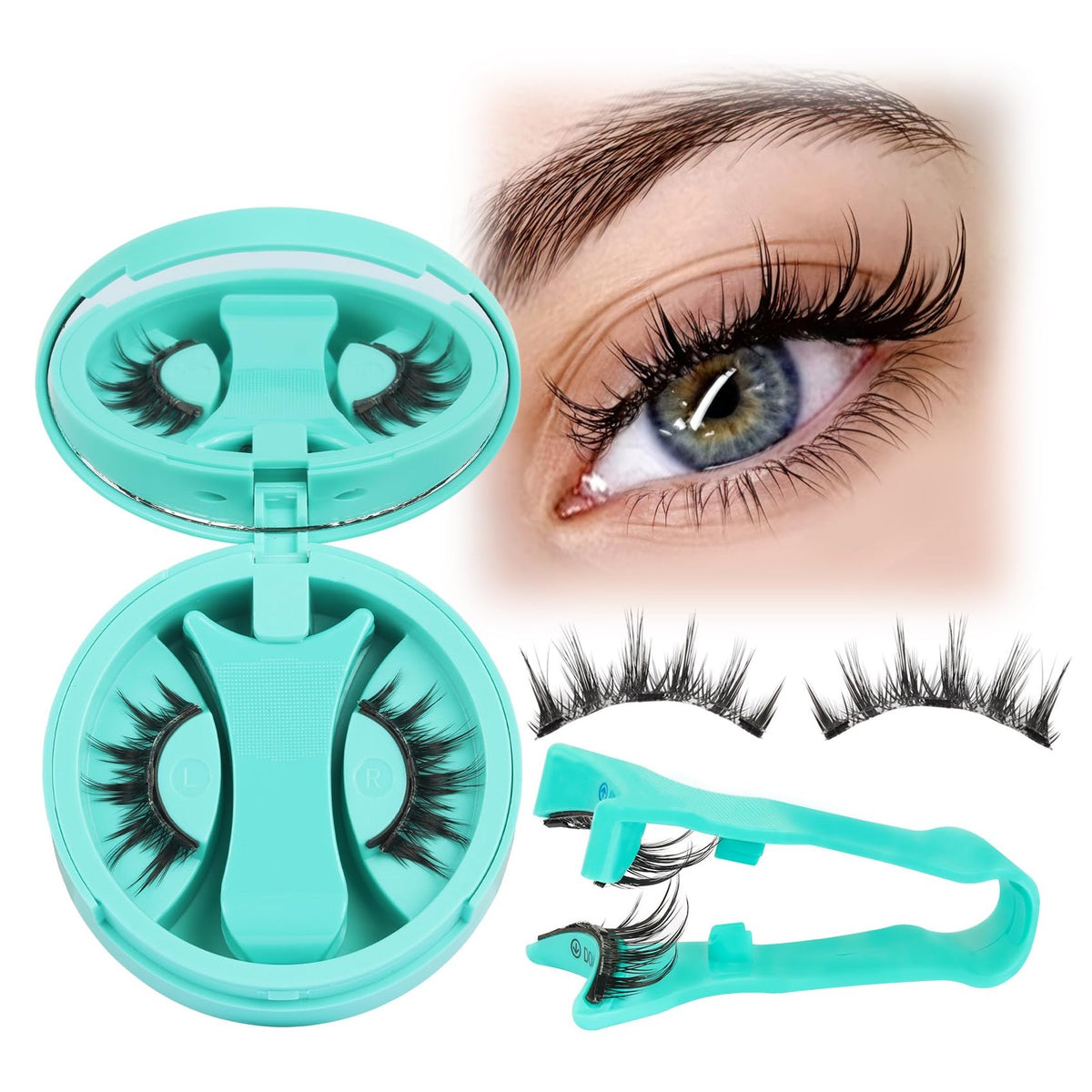 Magnetic False Eyelashes with Applicator & Case - Reusable, No Glue, Cat Eye Design