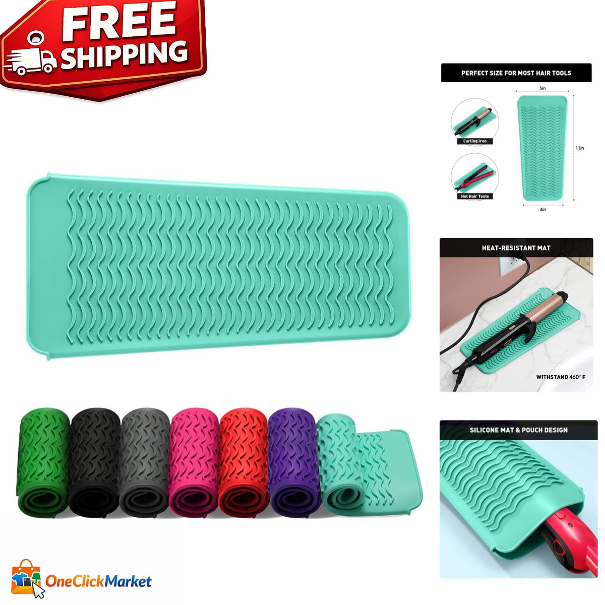 Heat-Resistant Silicone Hair Tool Pouch and Mat - Safe Storage & Heat Protection