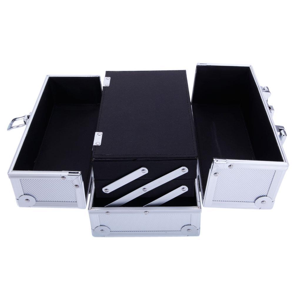 Portable Aluminum Makeup Train Case with Mirror & Compartments