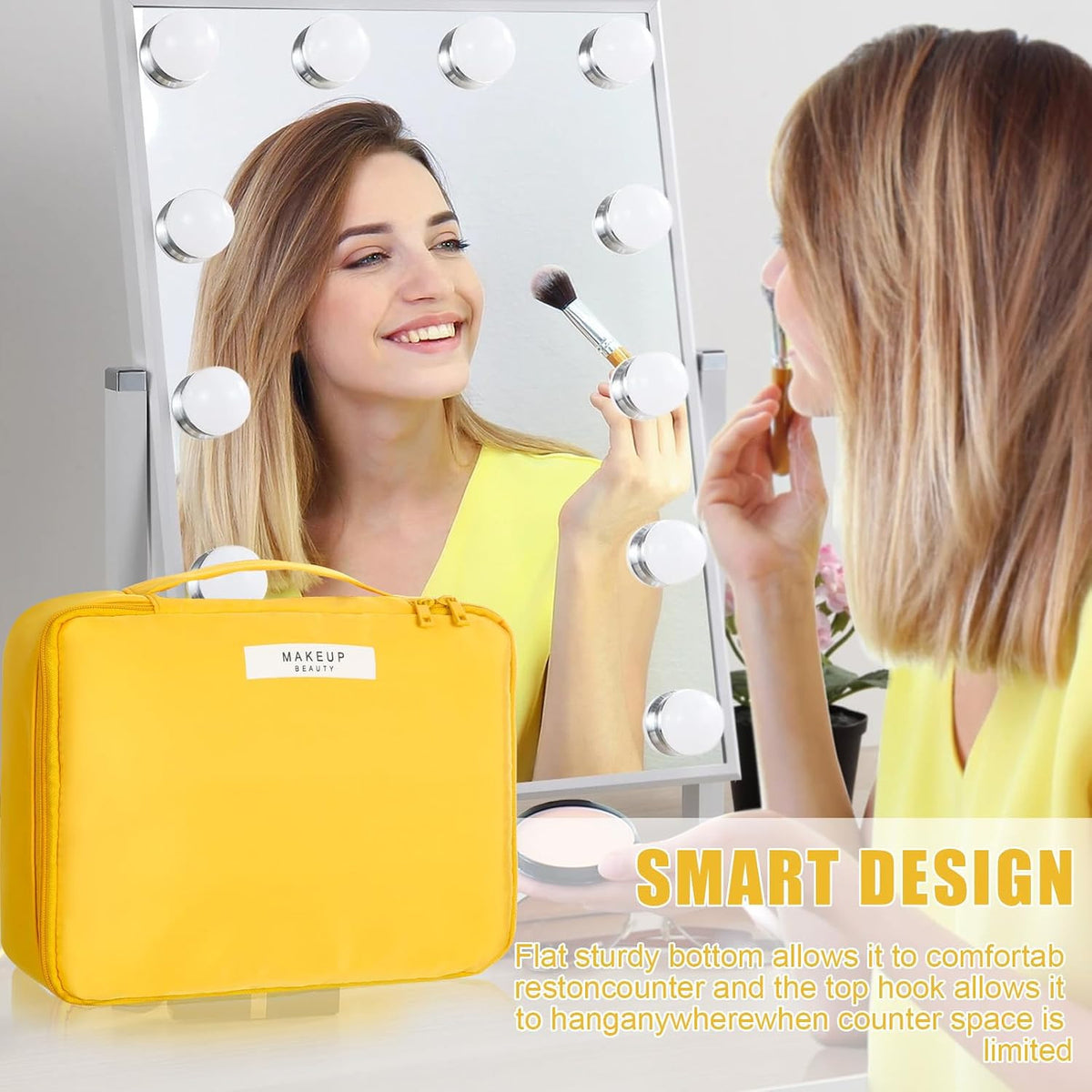 Lightweight Travel Makeup Bag with Large Capacity and Waterproof Interior