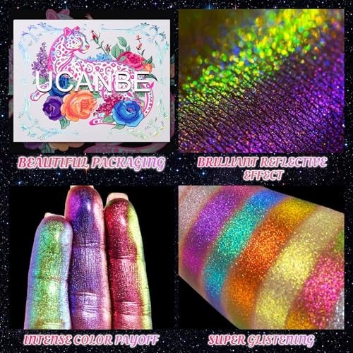 10-Color Multichrome Eyeshadow Palette - Shifting Metallic Glitter Makeup