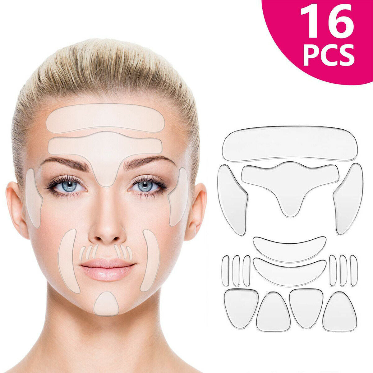 Reusable Silicone Face, Neck & Chest Wrinkle Lift Pads Set - Anti-Aging Skin Care