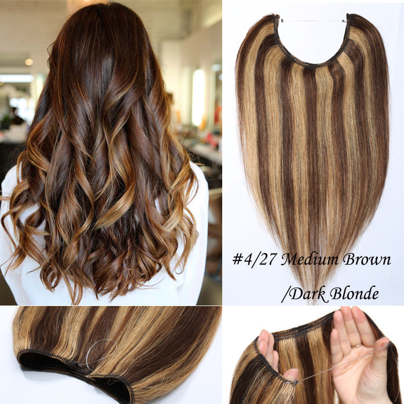Remy Human Hair Extensions Headband Weft - Invisible Wire In Hairpiece