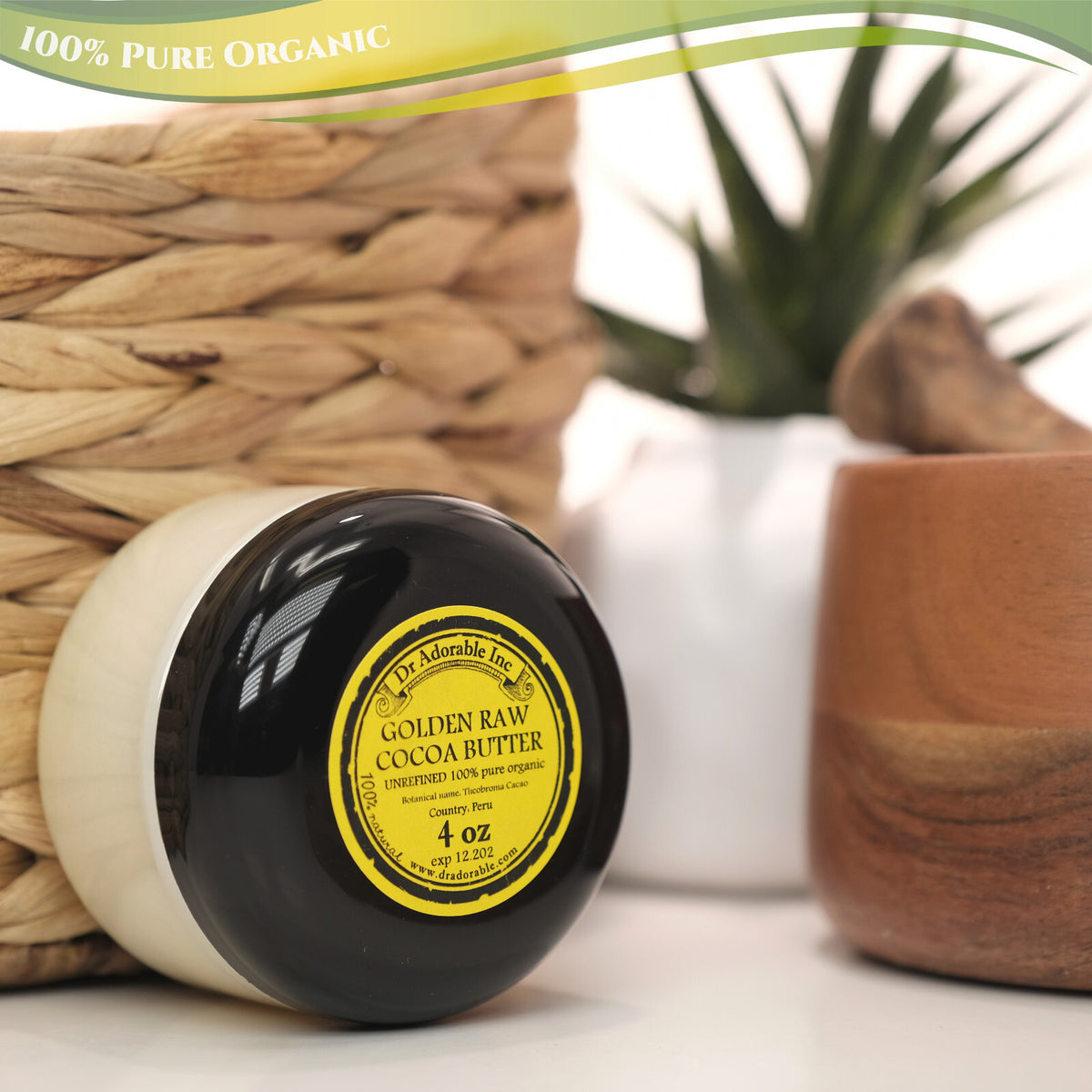 Organic Cold Pressed Cocoa Butter - Golden Raw Pure