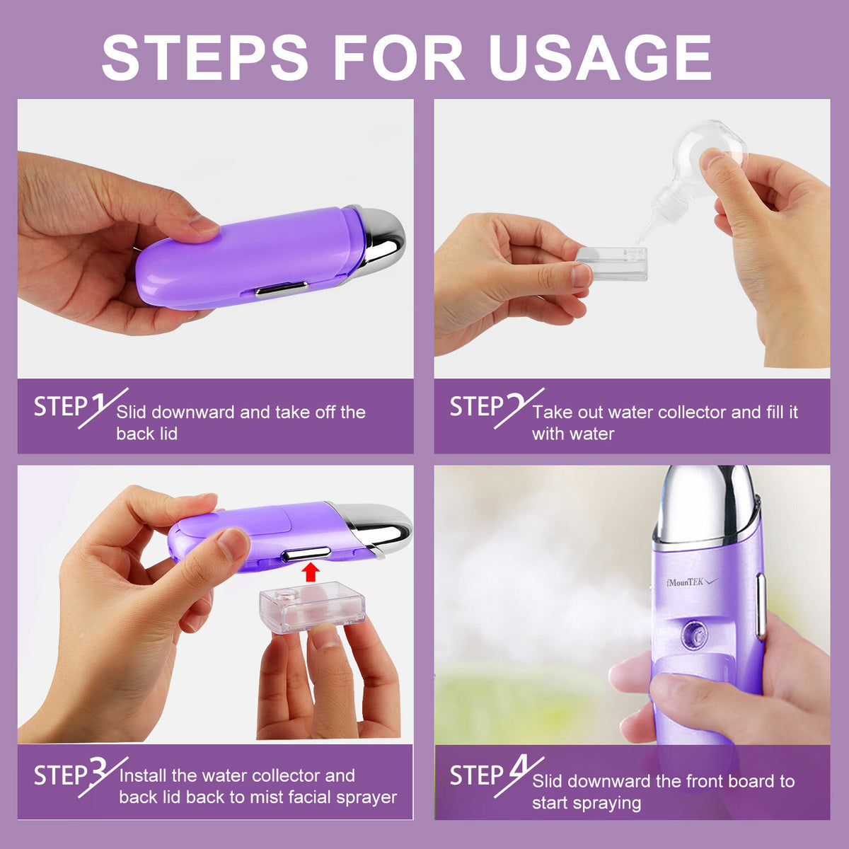 Nano Facial Mist Sprayer with Massage - Portable Hydrating Facial Mister