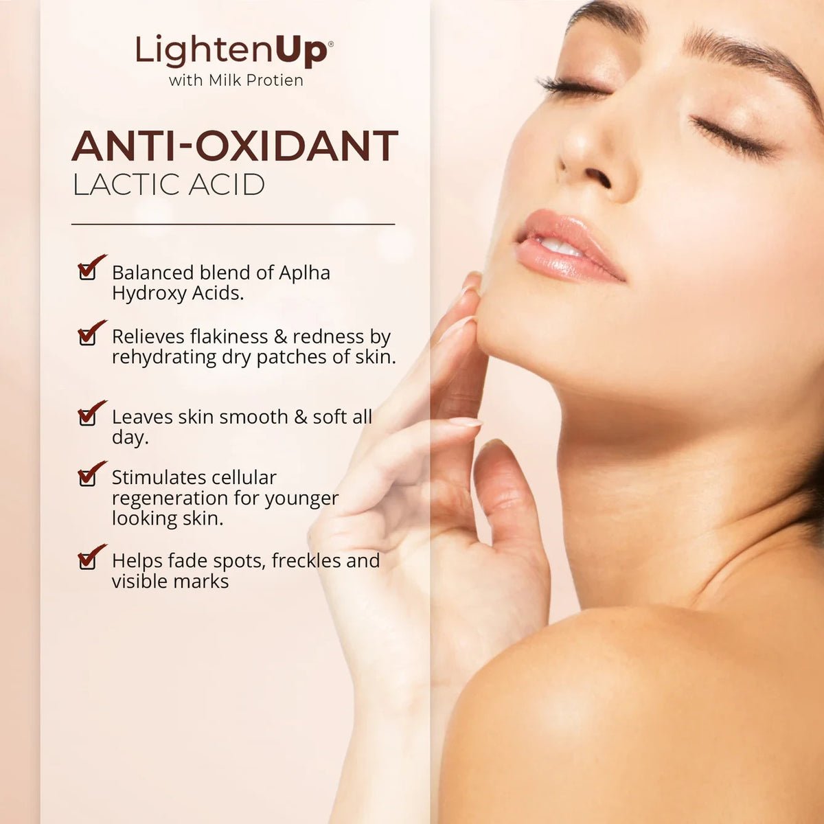 Brightening Serum with Milk Protein and Lactic Acid for Dark Spots & Radiance - 1 oz