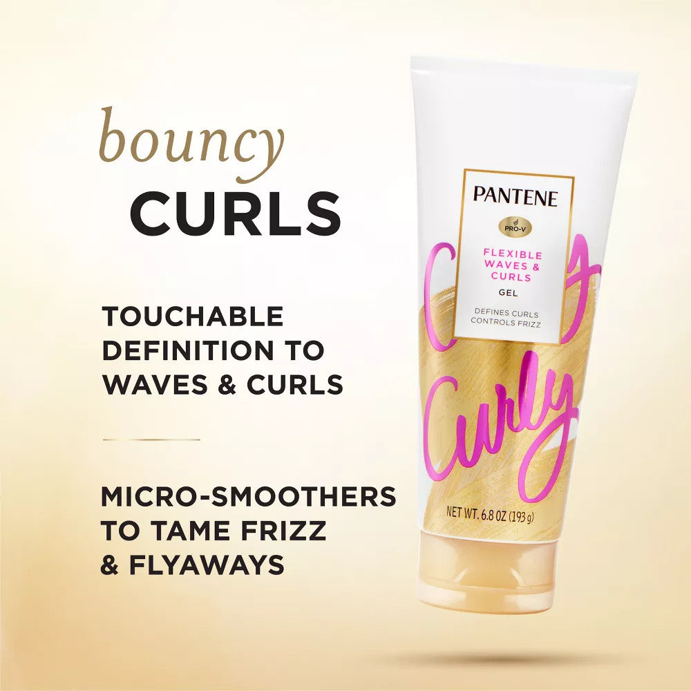 Pantene Flexible Wave Gel for Curly Hair - Touchable, Non-Sticky, 6.8 oz, 6 Pack