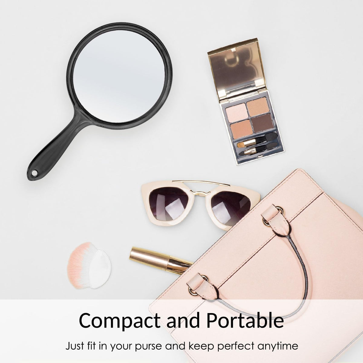 Double Sided Handheld Mirror with Handle - 2X Magnification, Large Size