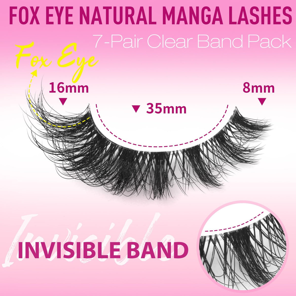 Wispy D Curl Cat Eye False Eyelashes 7 Pairs - Natural Look, Handmade