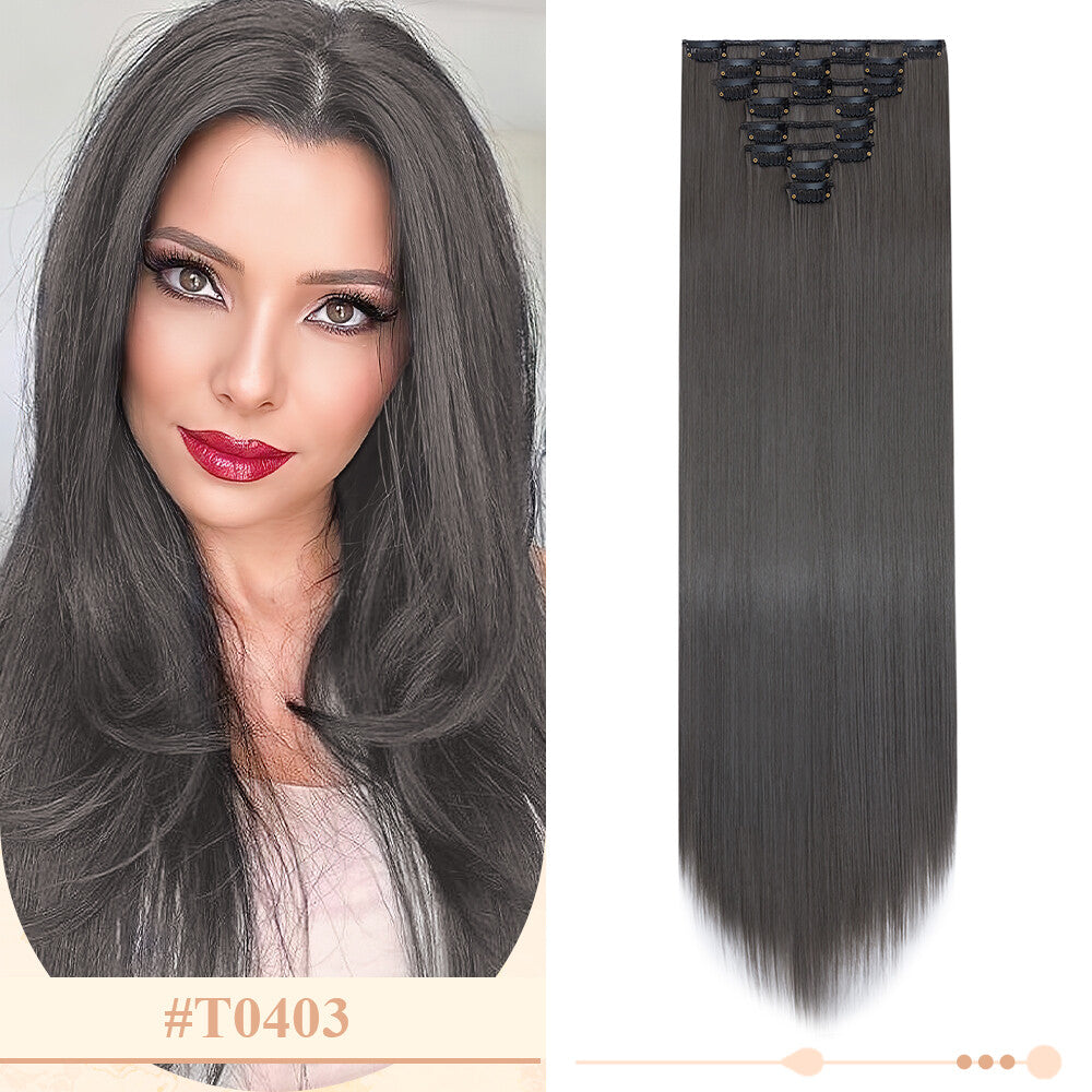 Clip-In Hair Extensions Full Head Ombre Highlight Synthetic Thick Hair 8-24 Inches