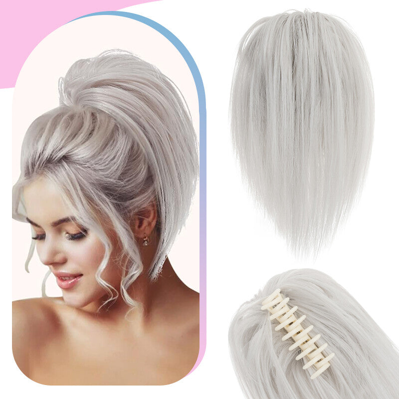 Natural Clip-On Messy Bun Hair Piece Claw Clip Hair Extension for Weddings
