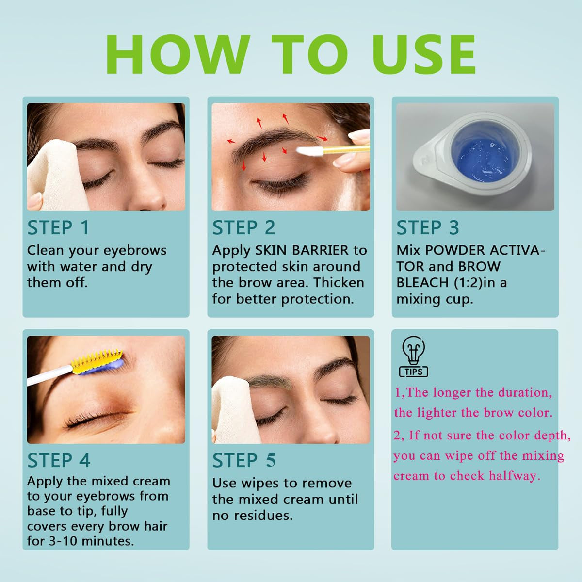 Eyebrow Lightening Cream Kit - Brow Bleach for Dark to Light Brow Color