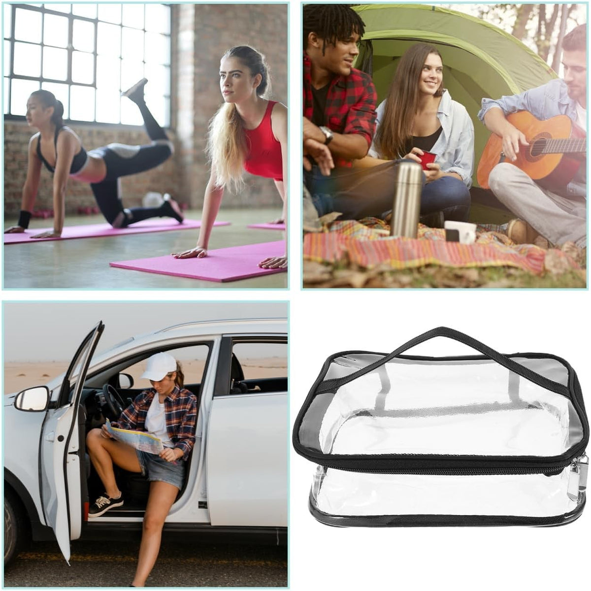 Clear Handheld Lunch Bag 9.84x7.87x3.34 Inches PVC Travel & Makeup Storage
