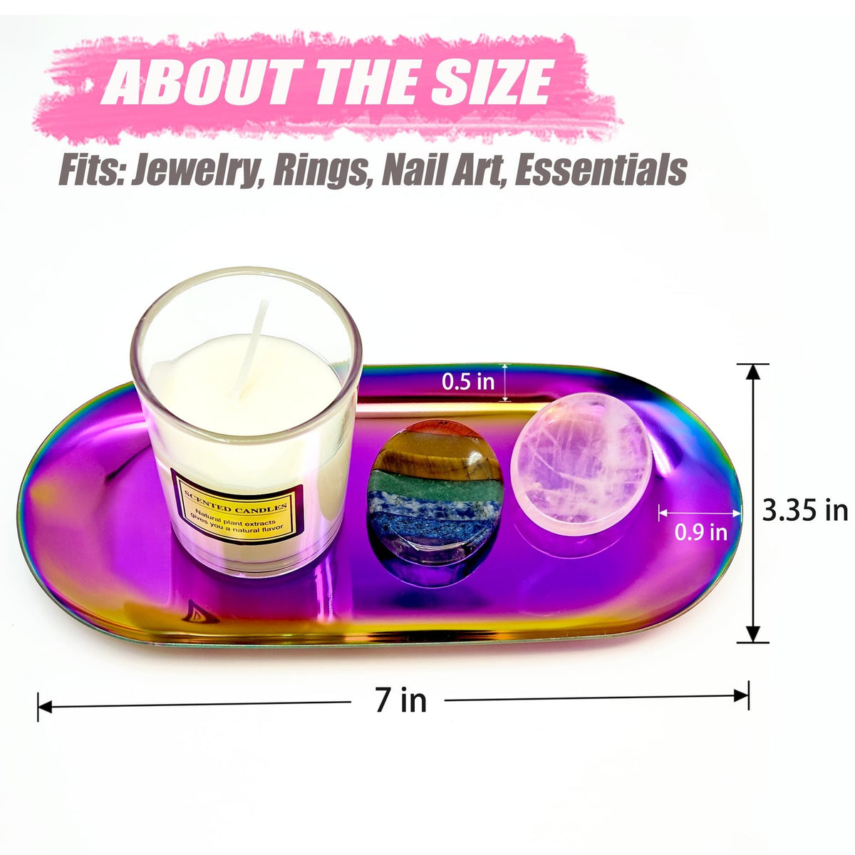 Colorful Mirror Finish Nail & Jewelry Organizer Tray - 7x3.3 Inch