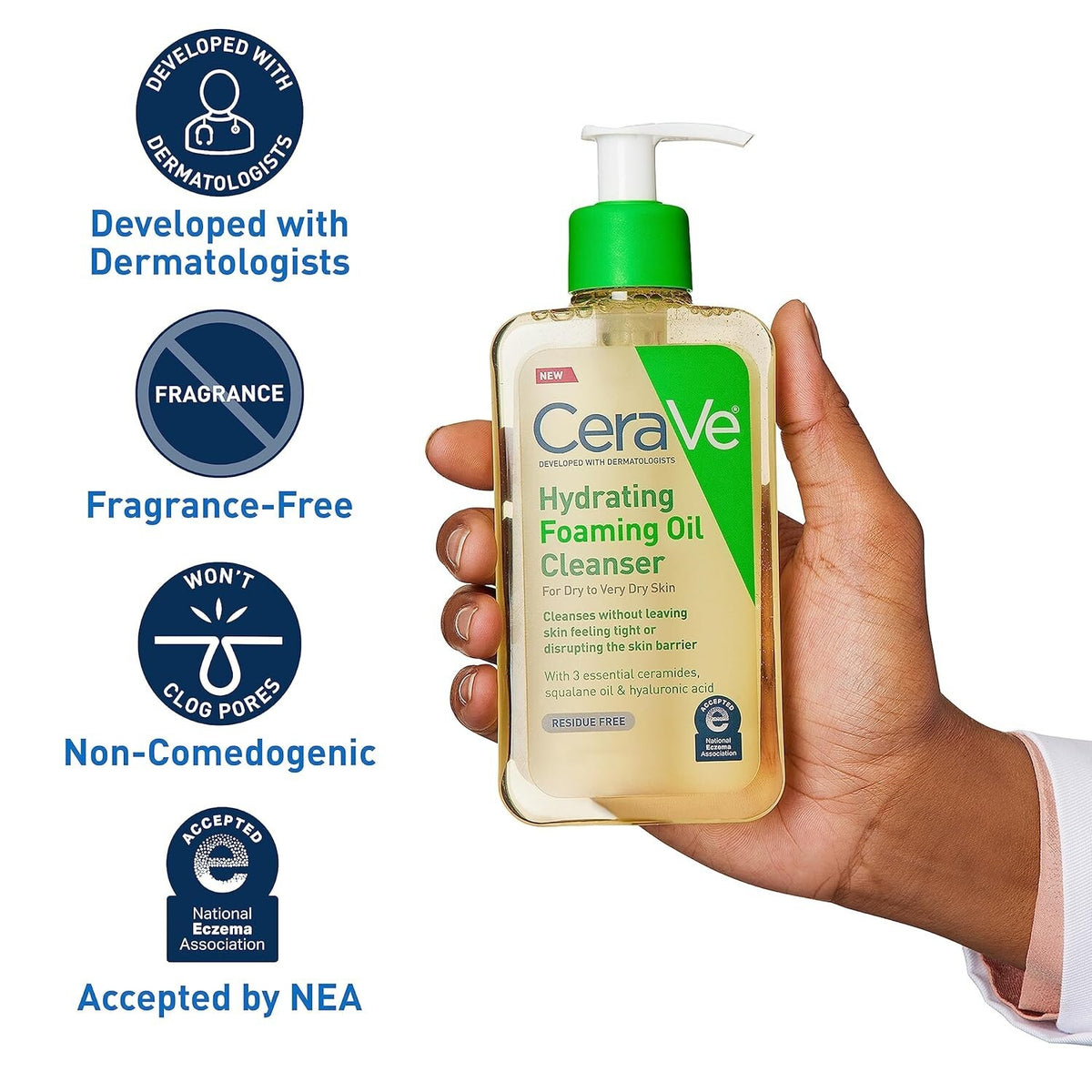 CeraVe Hydrating Foaming Oil Cleanser for Dry Skin 8oz - Gentle Hydrating Face & Body Wash