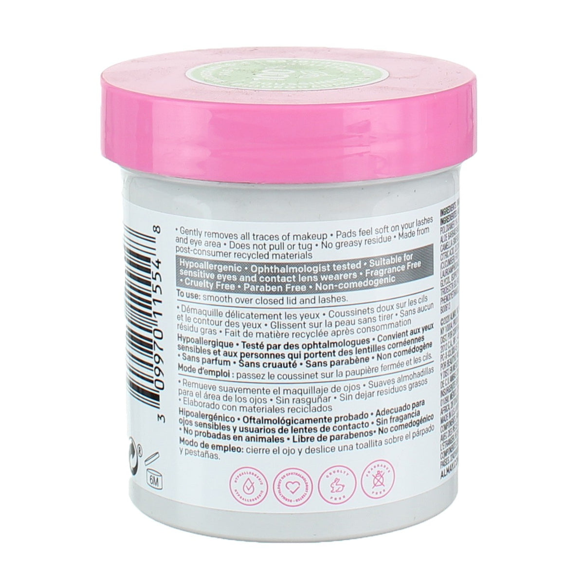 Micellar Eye Makeup Remover Pads - Biodegradable, Oil-Free, Sensitive Skin, 80 Count