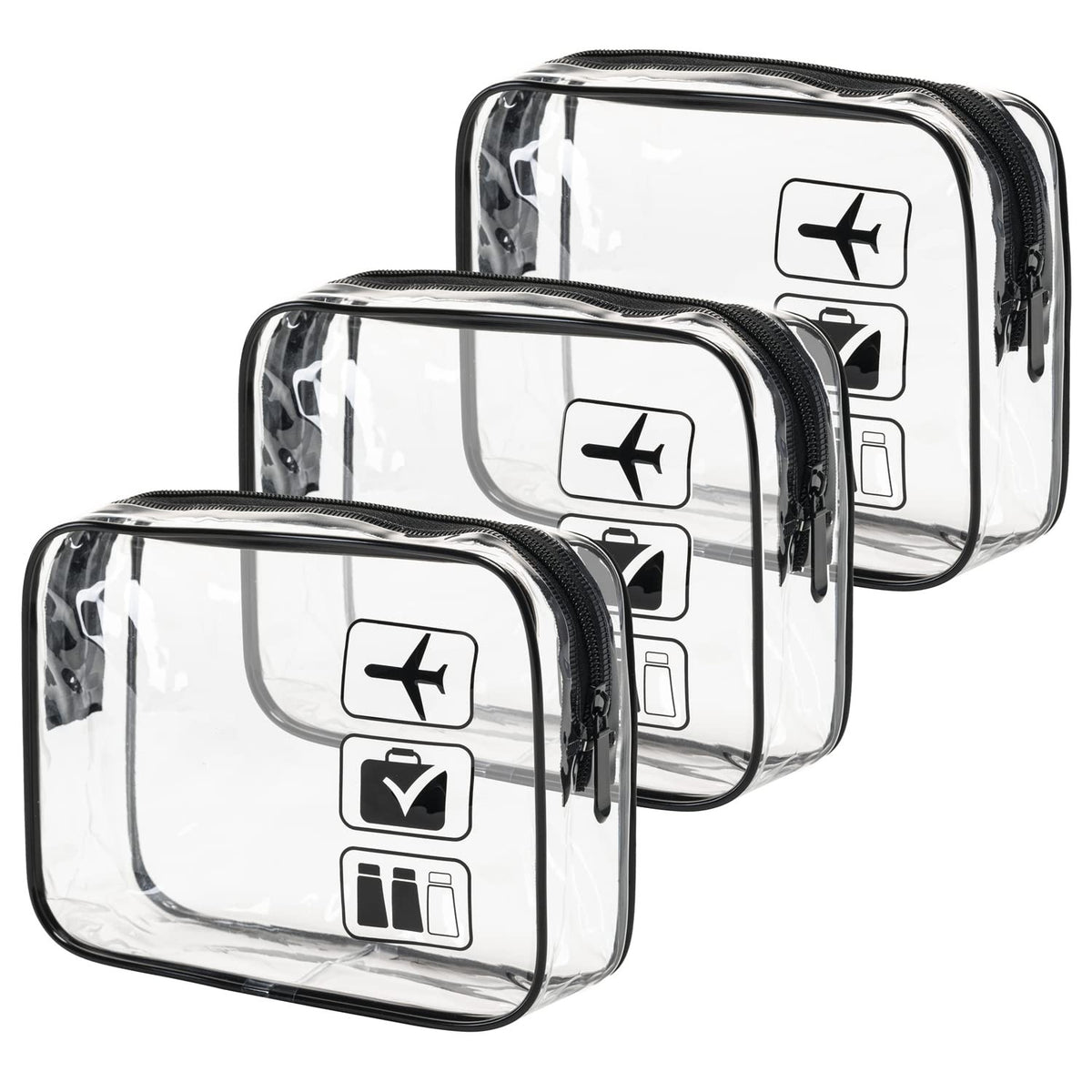 Transparent TSA Approved Travel Toiletry Bag Set of 3