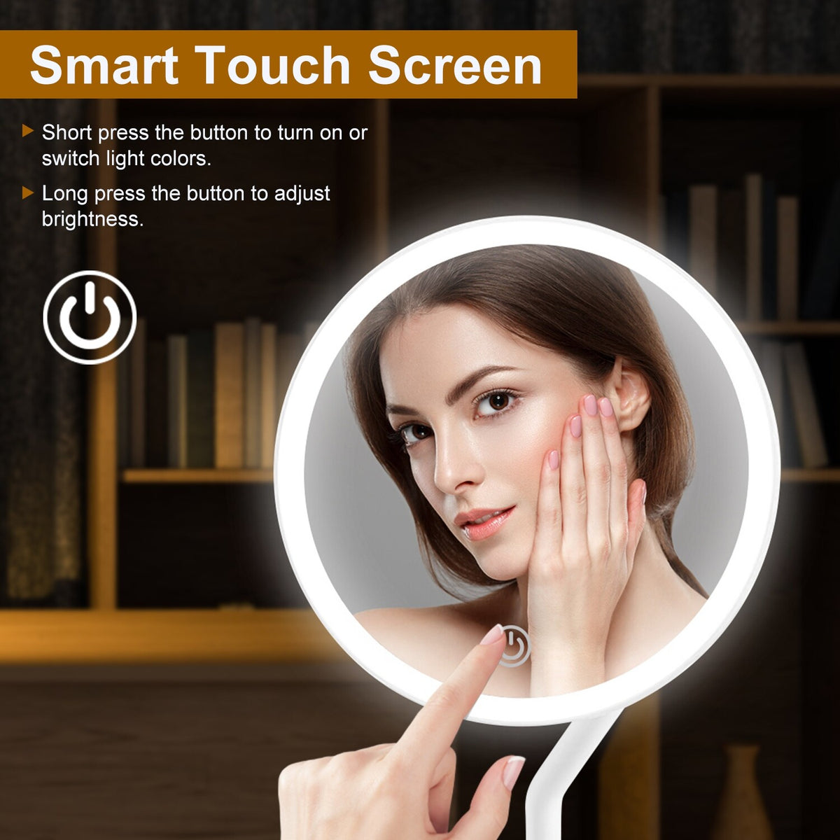 Dimmable 5X Lighted Makeup Mirror with 3 Light Colors & 360° Rotation