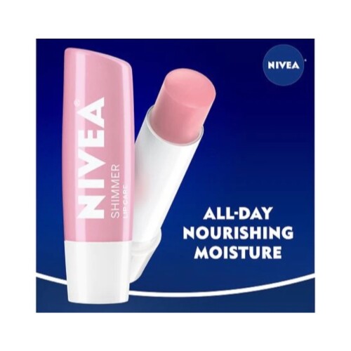 Nivea Lip Care Set - All-Day Nourishing Moisture with Shimmer, Mineral Oil-Free, 5 Pack
