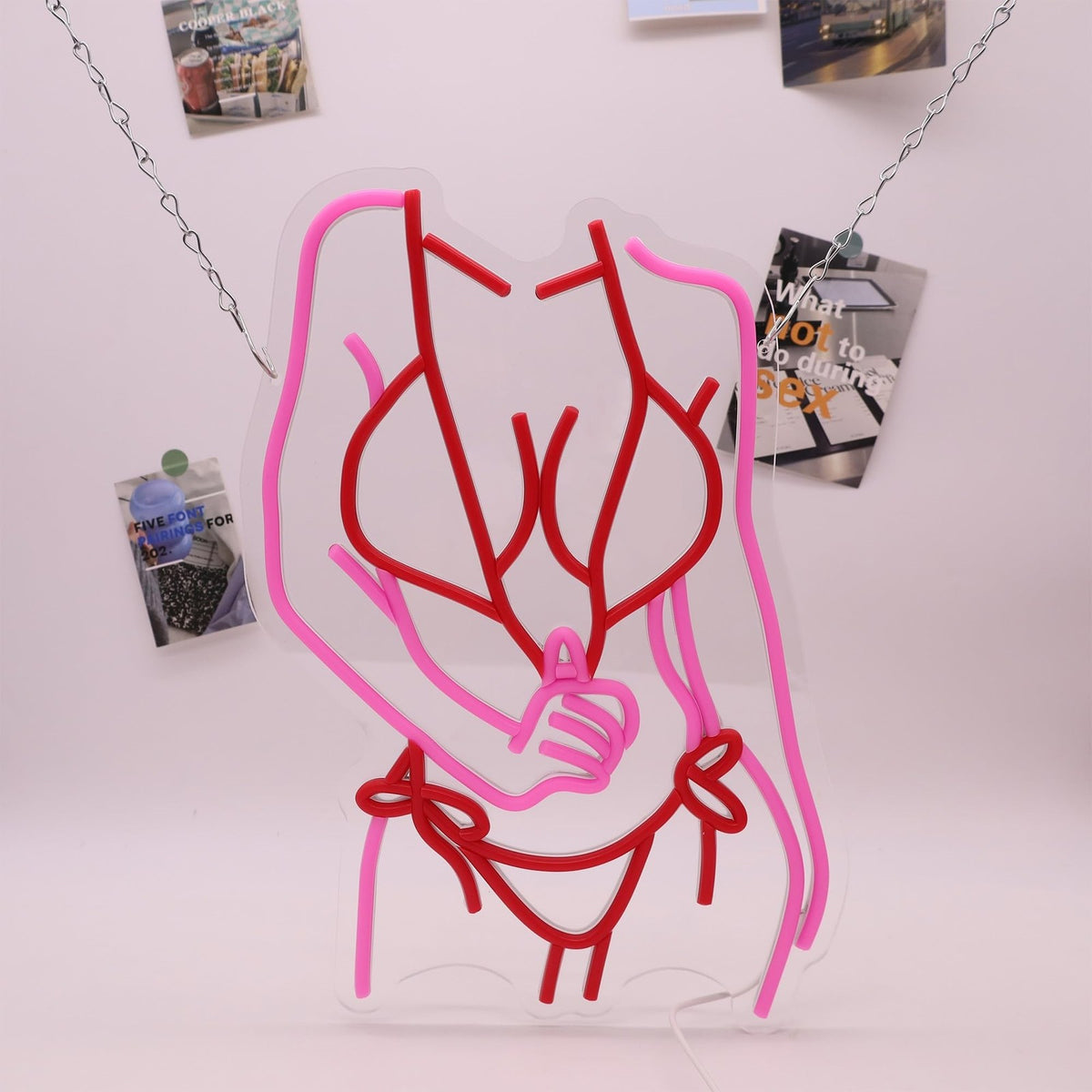Pink Neon Sign for Bedroom Bar Salon - Ladies Body Silhouette Wall Decor