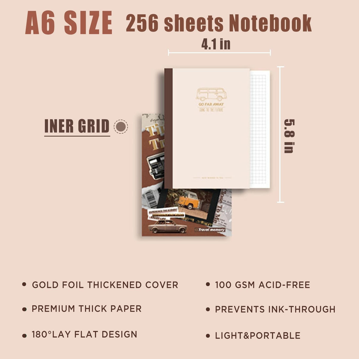Travel Scrapbooking Supplies Kit with A6 Notebook and Vintage Paper Crafts