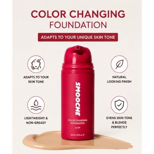 Color Changing Foundation SPF15 - Natural Finish, 30ml, Unisex Makeup