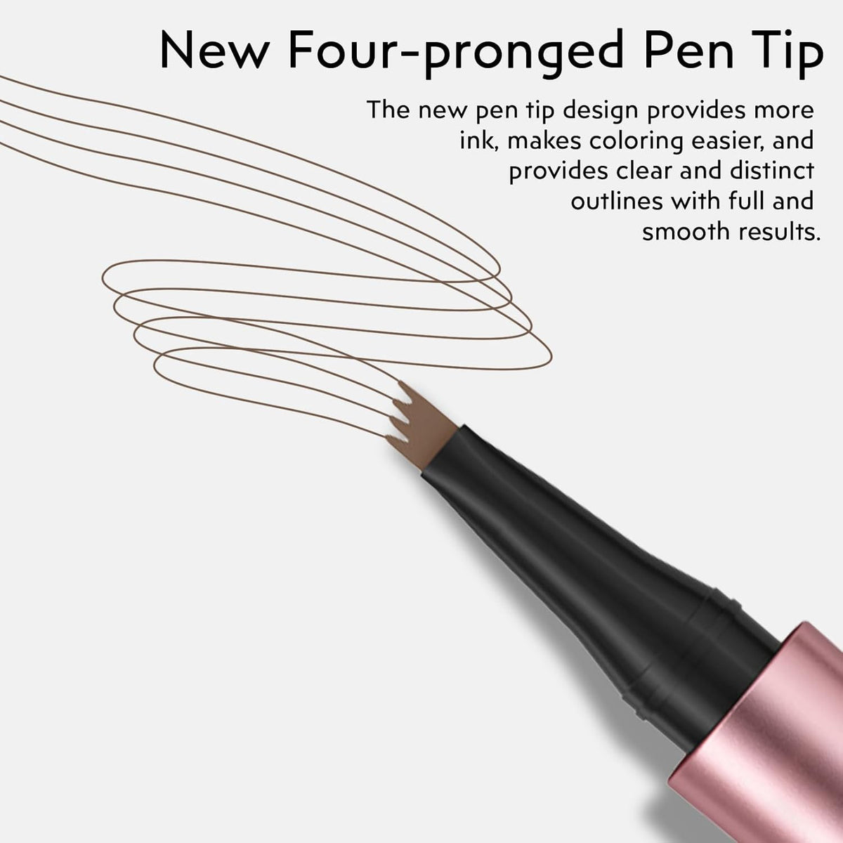 Microblading Eyebrow Pen Set - Waterproof 4-Fork Tip for Natural 3D Brows - Light Brown