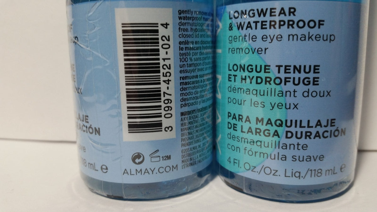 Almay Gentle Eye Makeup Remover, Longwear & Waterproof Liquid - 4oz (2 Pack)