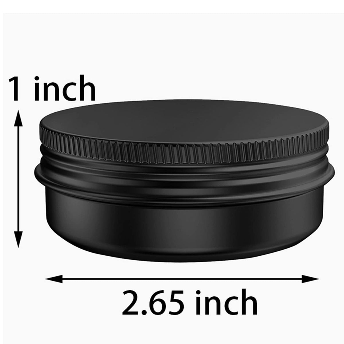 20 Pack 2 Ounce Aluminum Cosmetic Jars with Black Screw Lids - Travel Containers