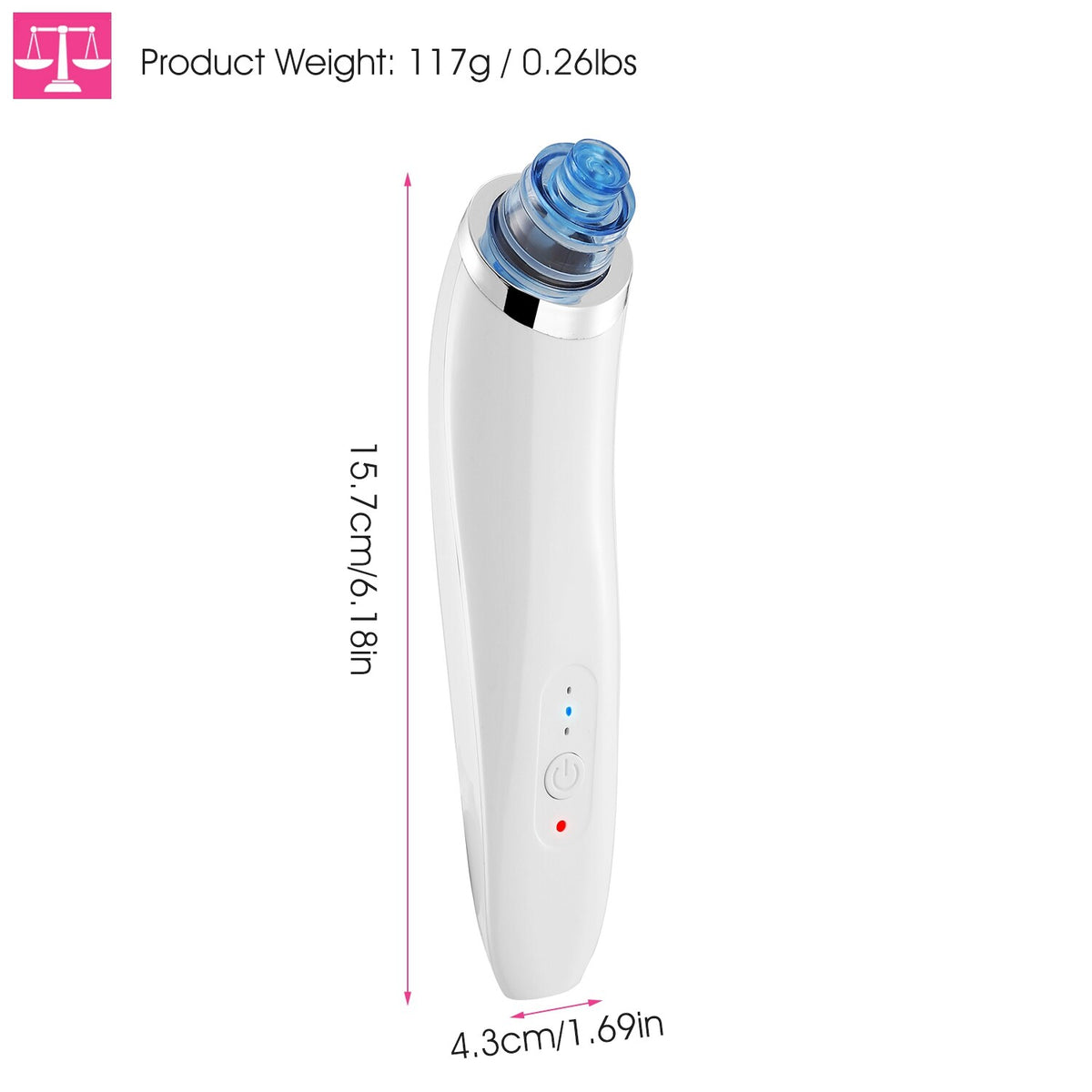 Electric Blackhead Remover Vacuum Pore Extractor with 4 Probes - USB Rechargeable