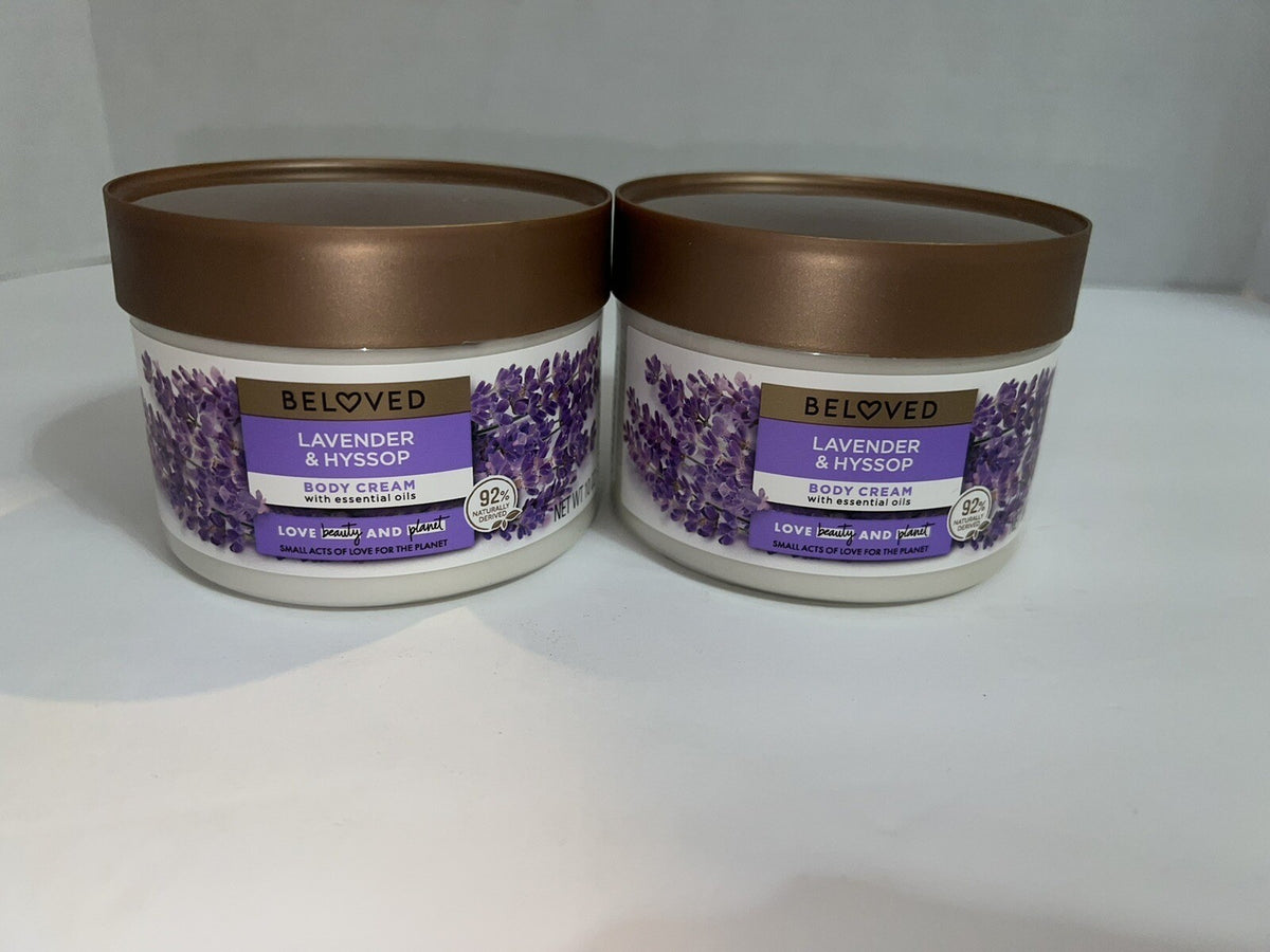 Beloved Lavender & Hyssop Body Cream 8 Oz Lot Of 2 - Vegan