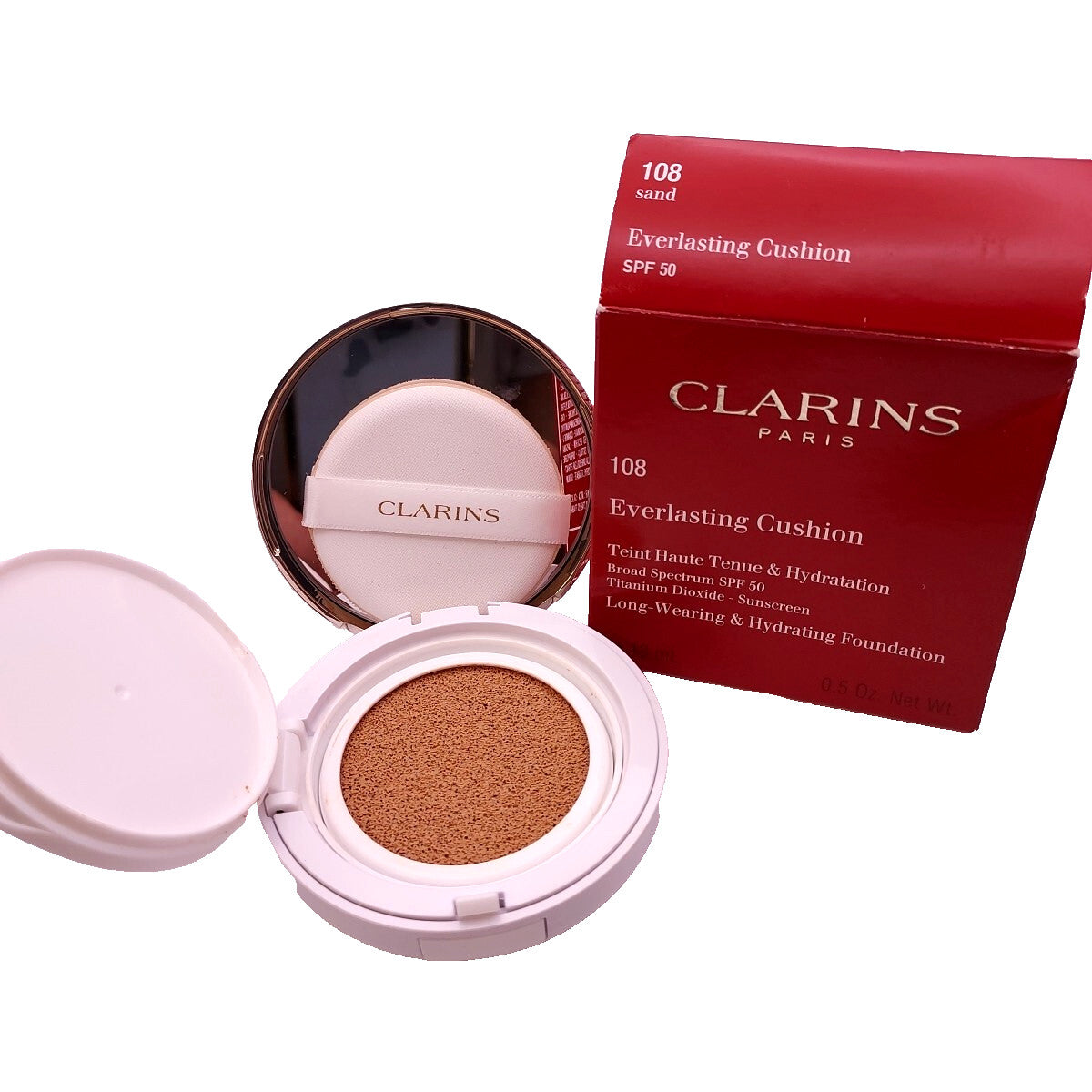 Clarins Everlasting Cushion SPF50 Hydrating Long-Wear Foundation 108 Sand