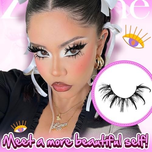 Dramatic Cat Eye False Eyelashes Long Wet Look Manga Lashes - Reusable