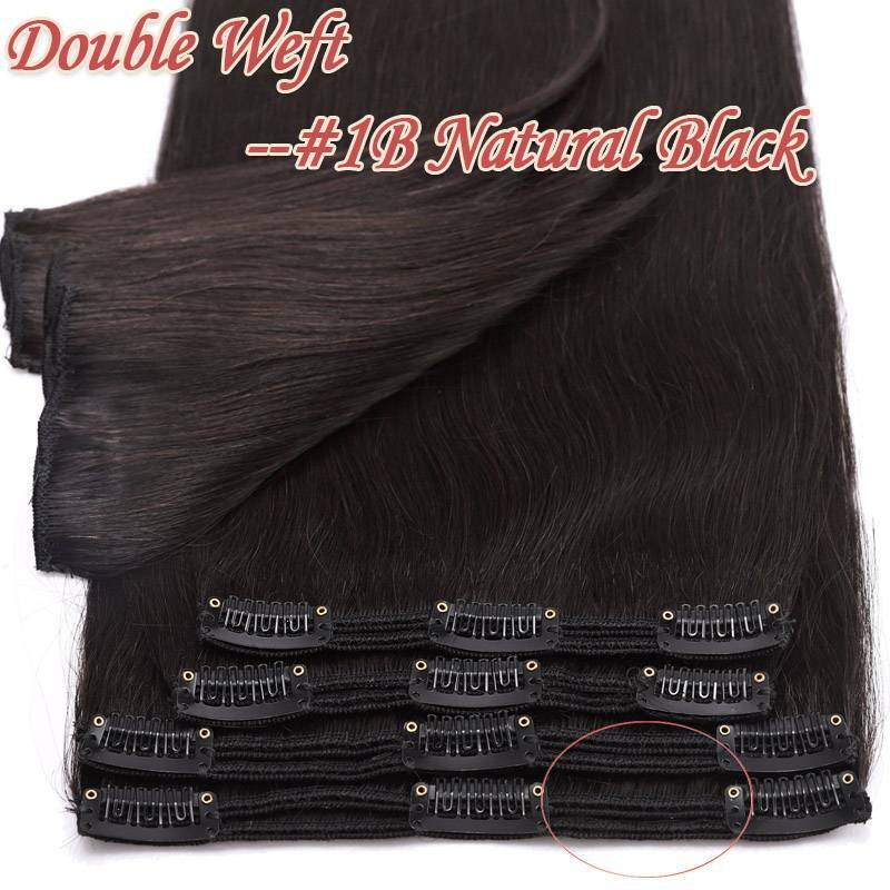 Thick Full Head Clip-In Hair Extensions 100% Human Remy Double Weft 20-22 Inches