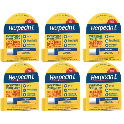 Herpecin-L Lip Balm Stick SPF 30 Sunscreen Cold Sore Protectant 6 Pack