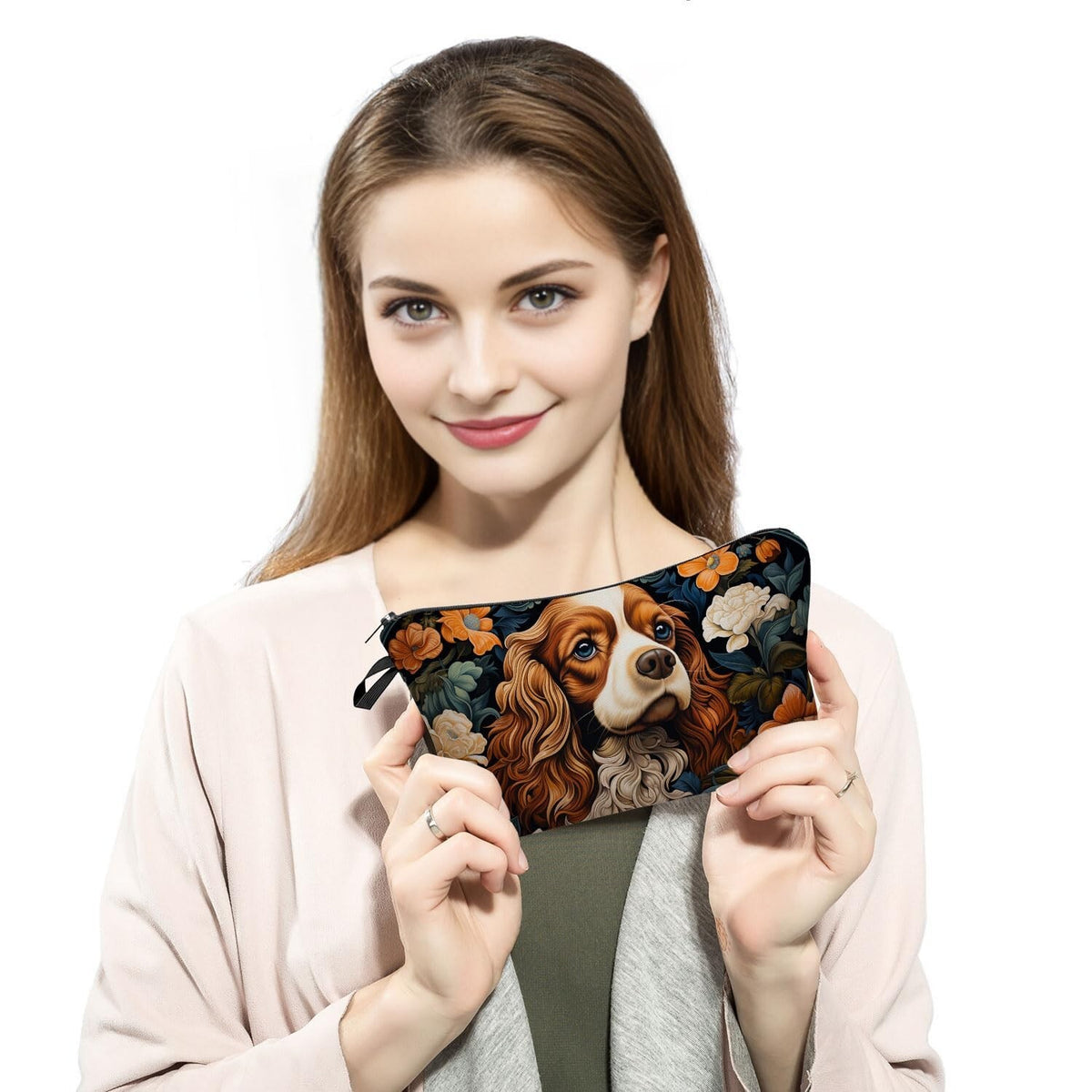 Cavalier King Charles Spaniel Makeup Bag - Travel Cosmetic Organizer